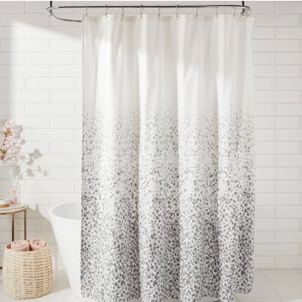 THRESHOLD NWT leopard glam shower curtain -ombré gray
